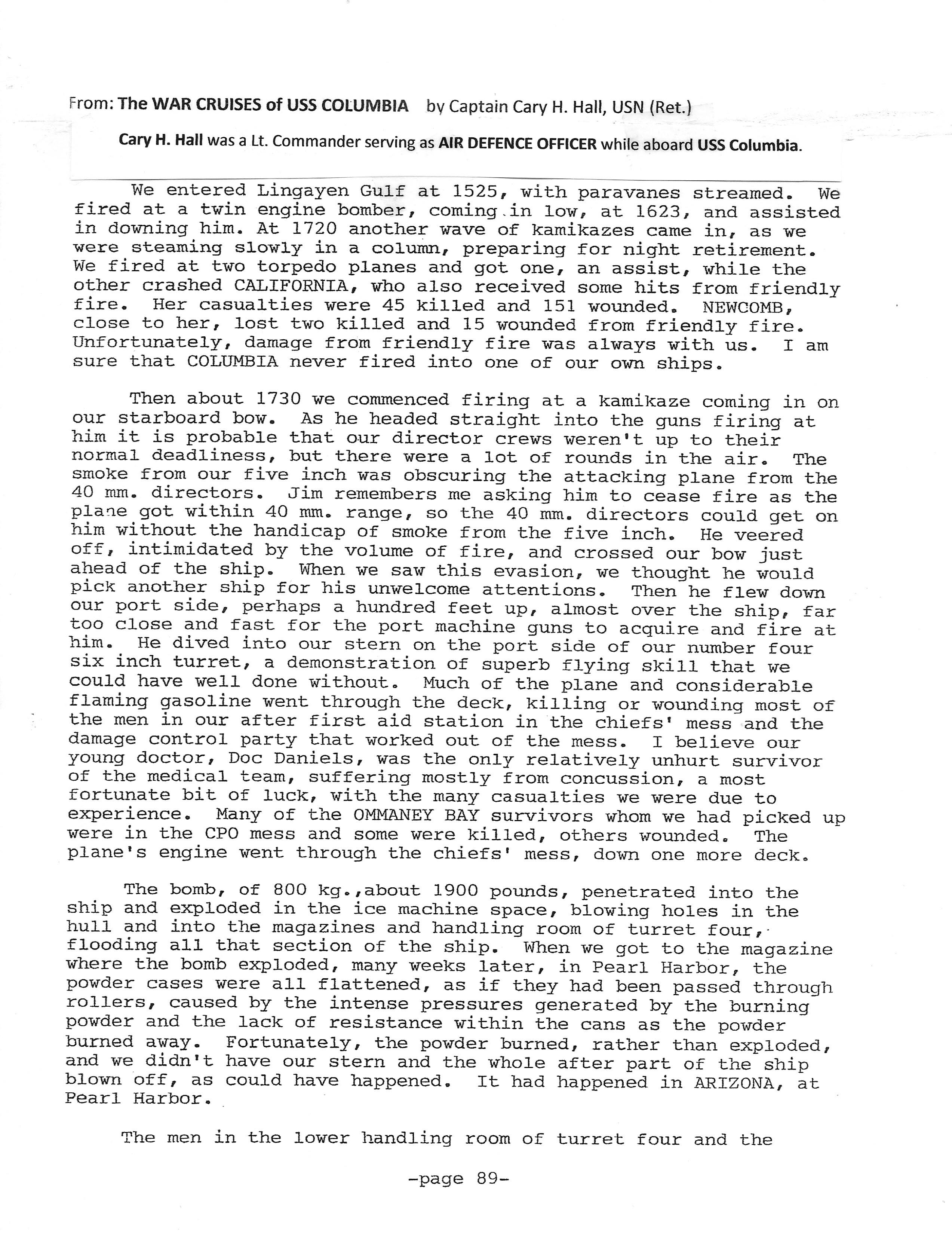 2nd kamikaze hit January 6, 1945 sheet 10