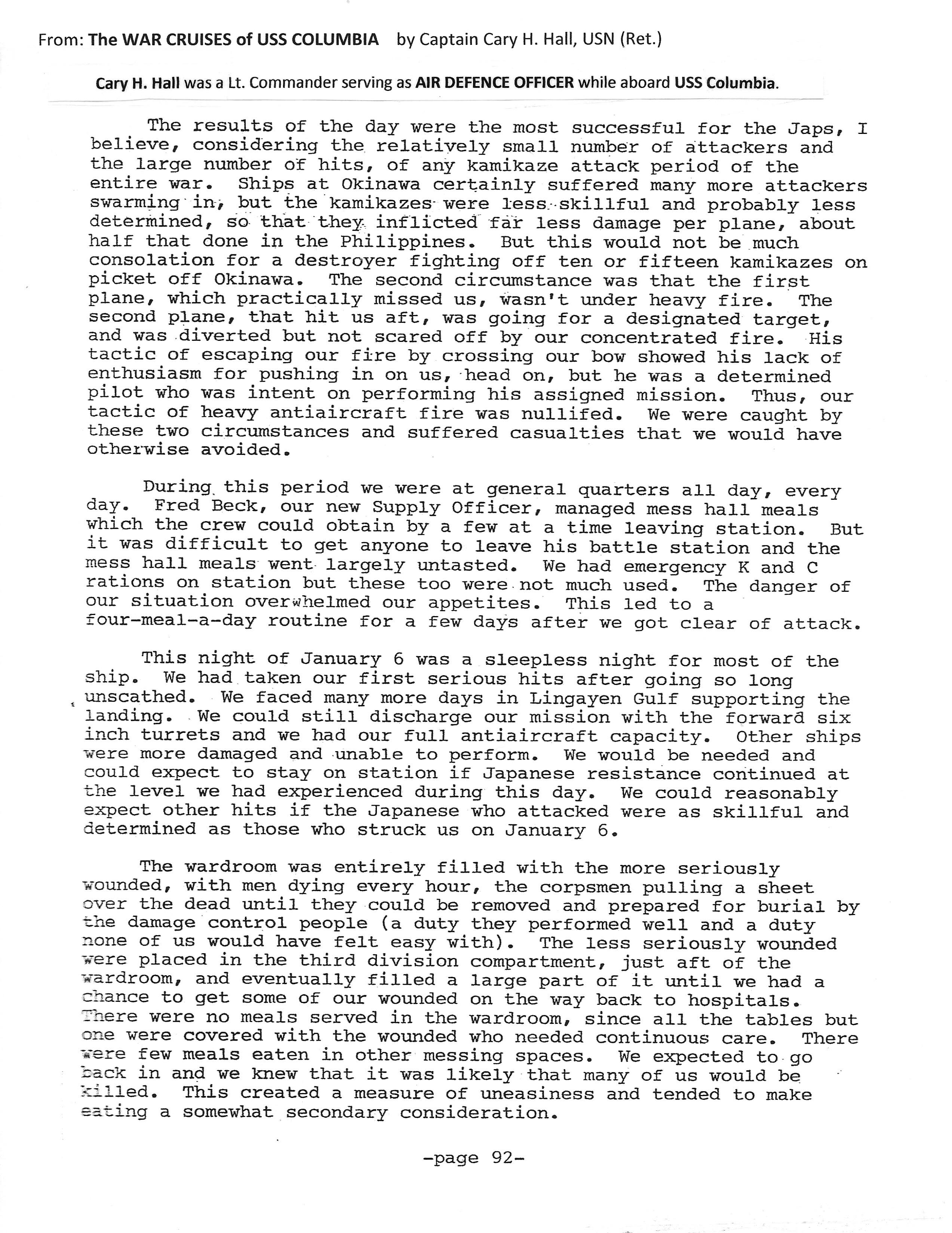 2nd kamikaze hit January 6, 1945 sheet 13