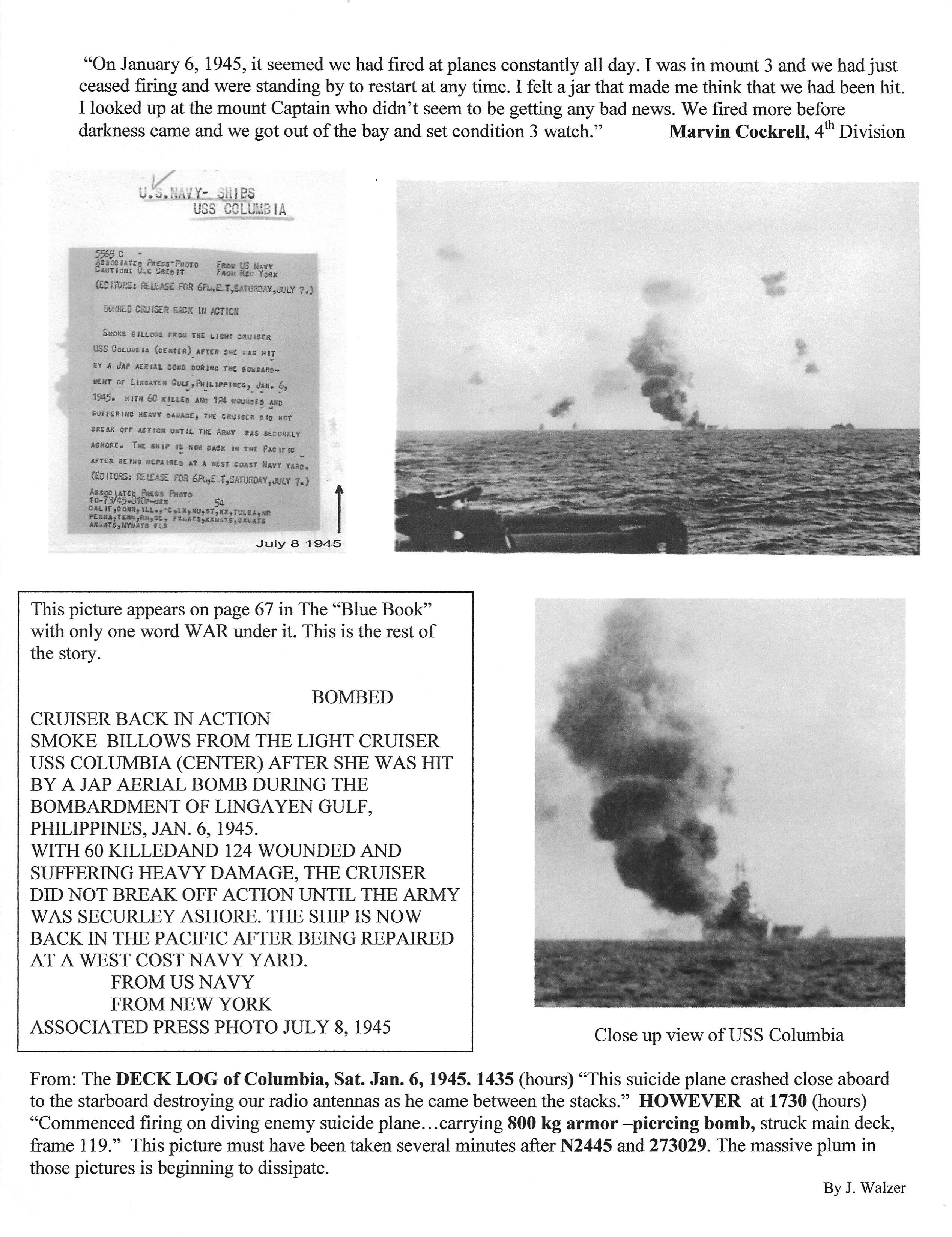 2nd kamikaze hit January 6, 1945 sheet 3 of 13