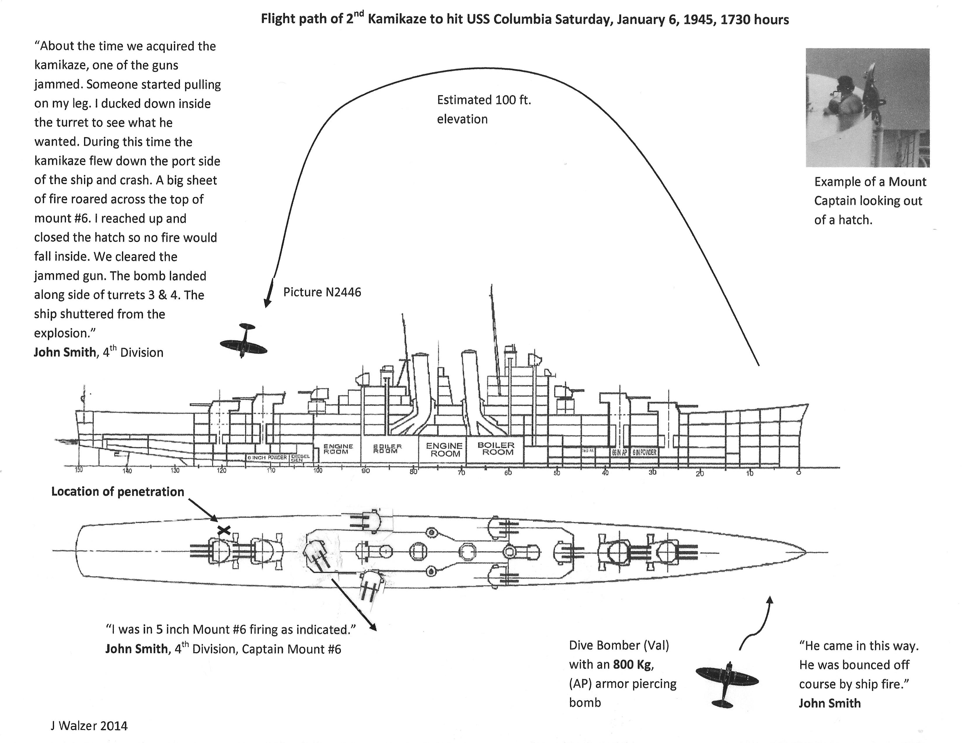 2nd kamikaze hit January 6, 1945 sheet 4