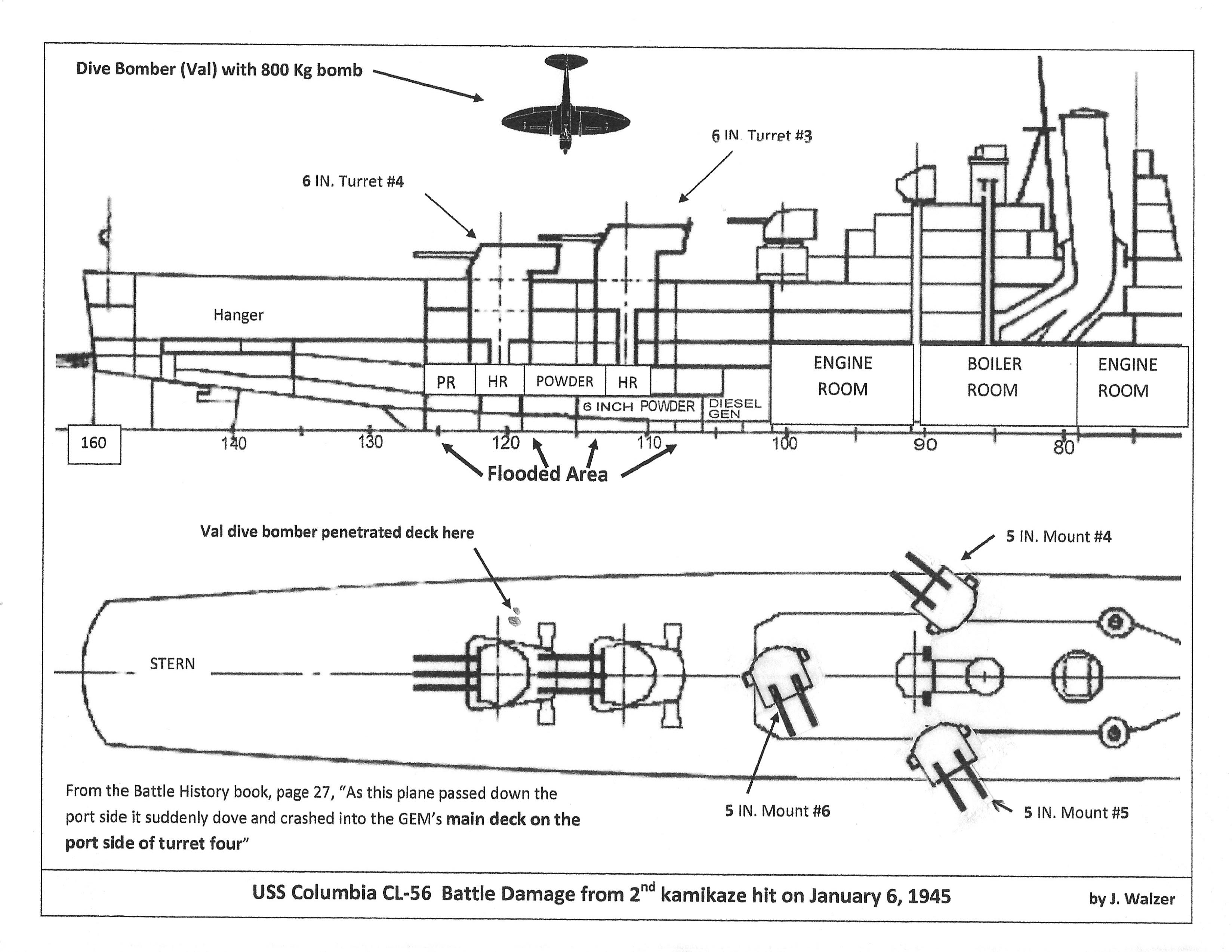 2nd kamikaze hit January 6, 1945 sheet 5