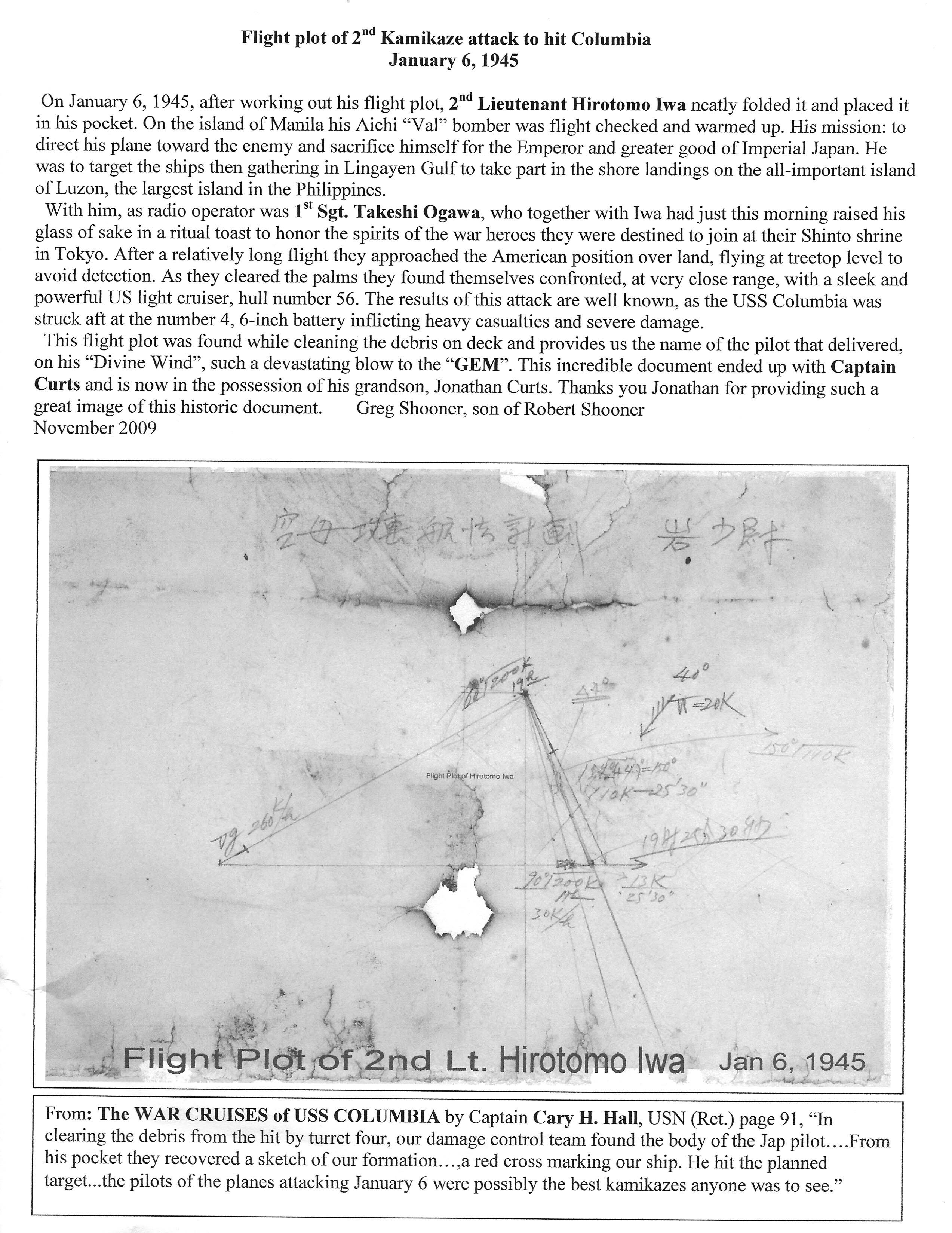 2nd kamikaze hit January 6, 1945 sheet 9