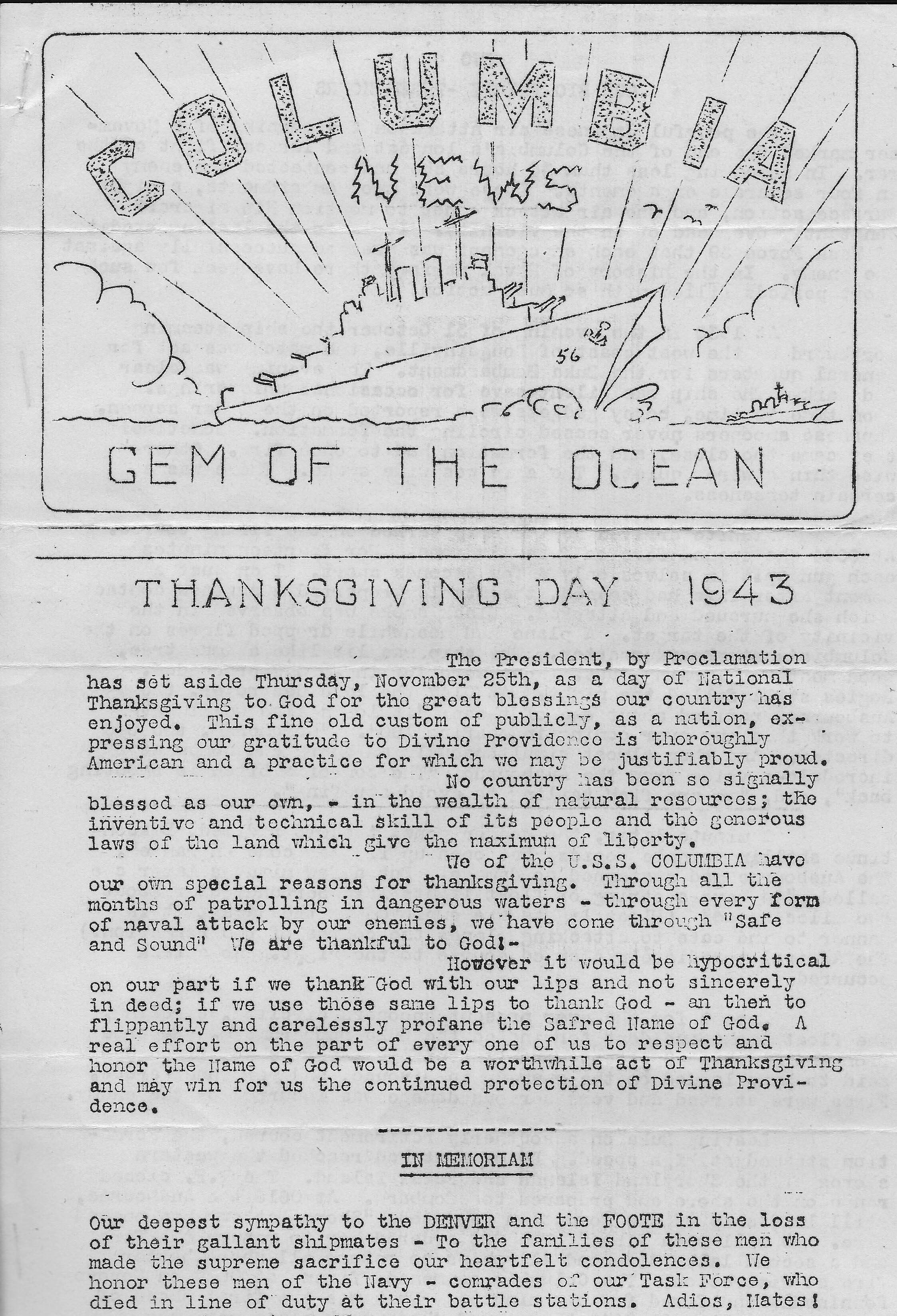 Gem newsletter, Thanksgiving Day