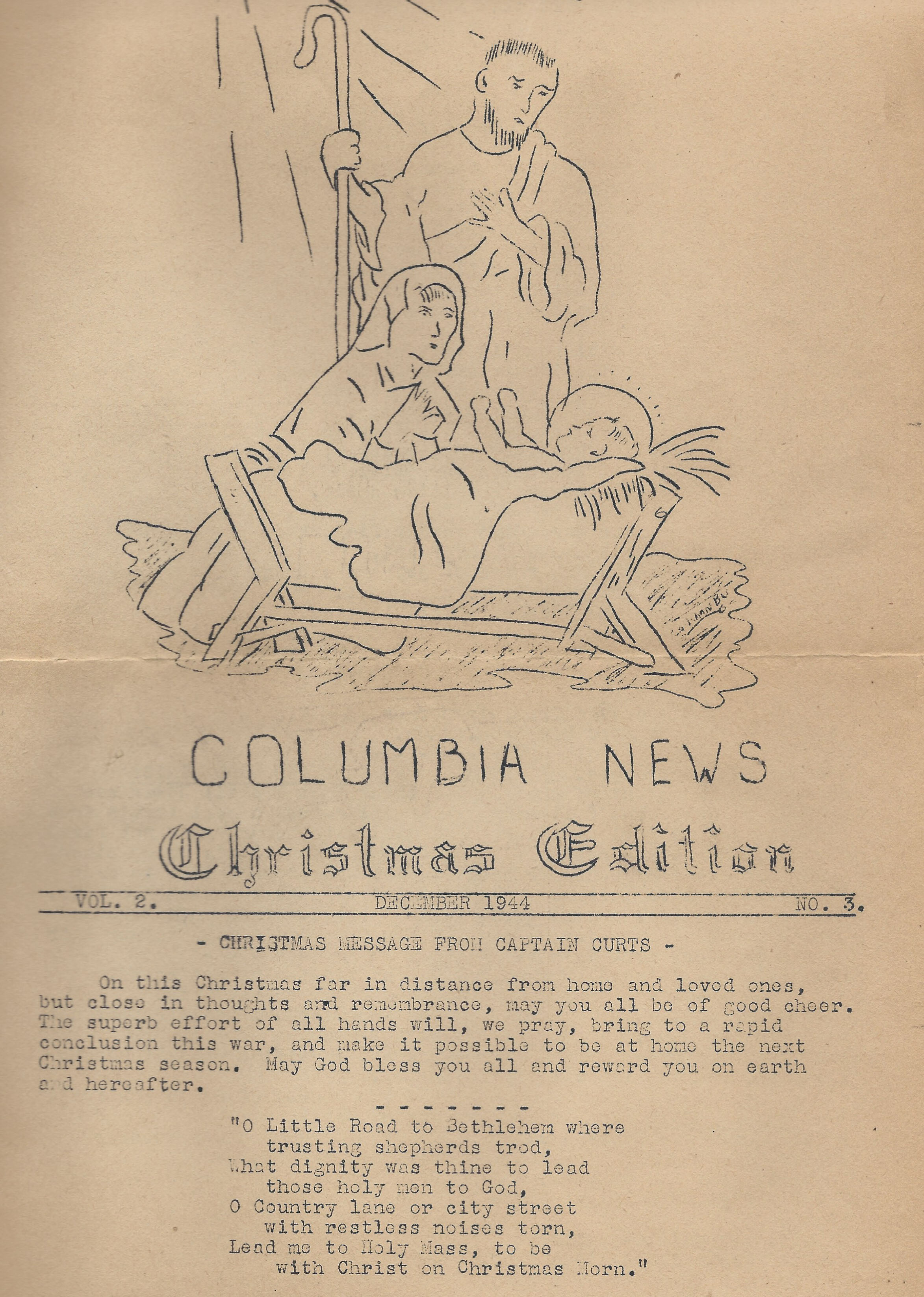 GEM newsletter Christmas 1944 shee 1