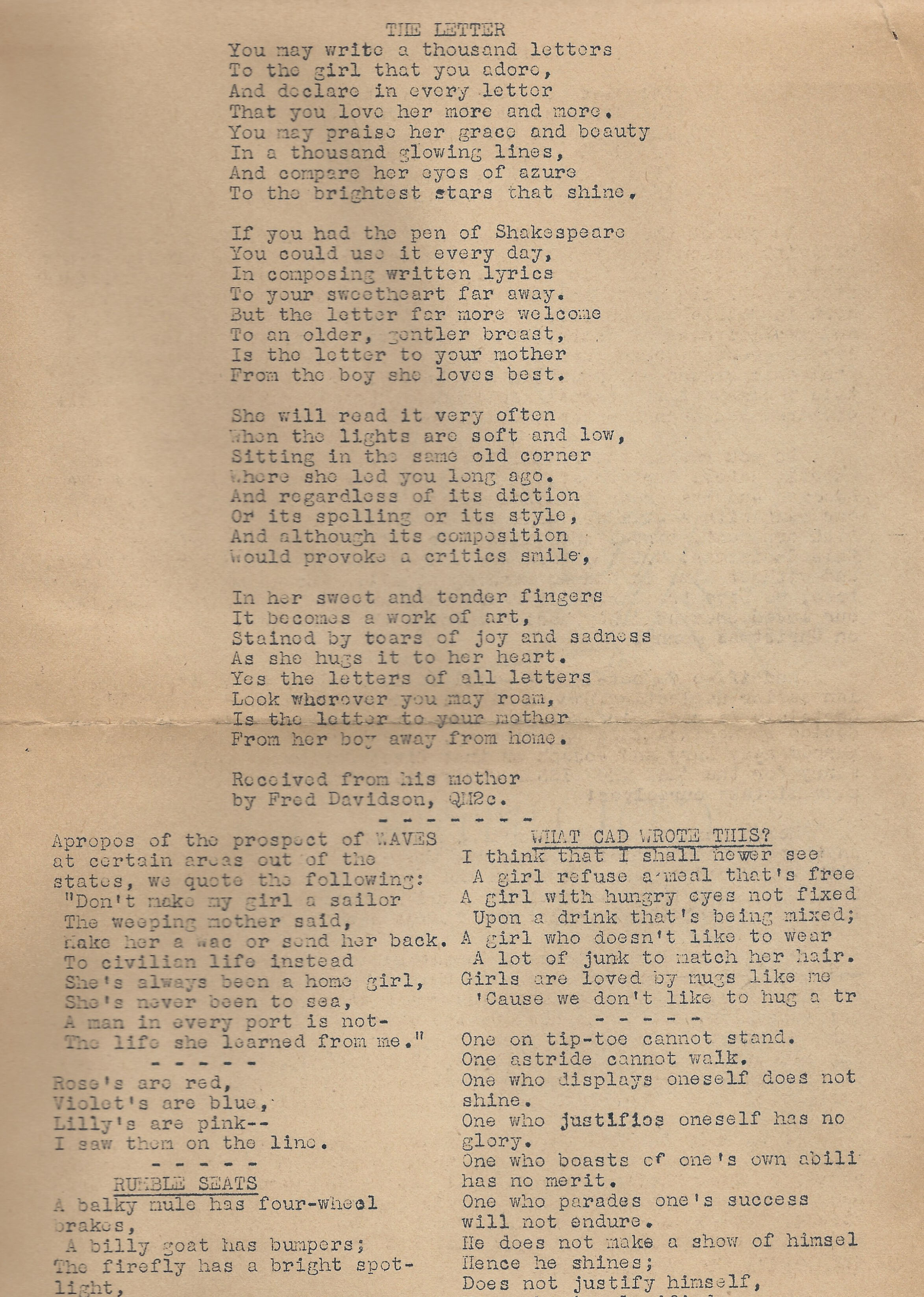 GEM newsletter Christmas 1944 sheet 2