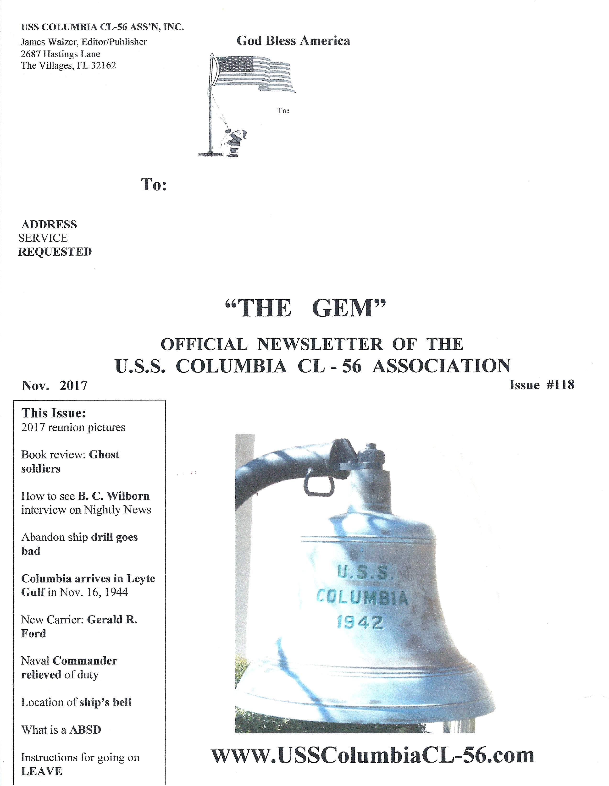 Cover of Nov. 2017 newsletter