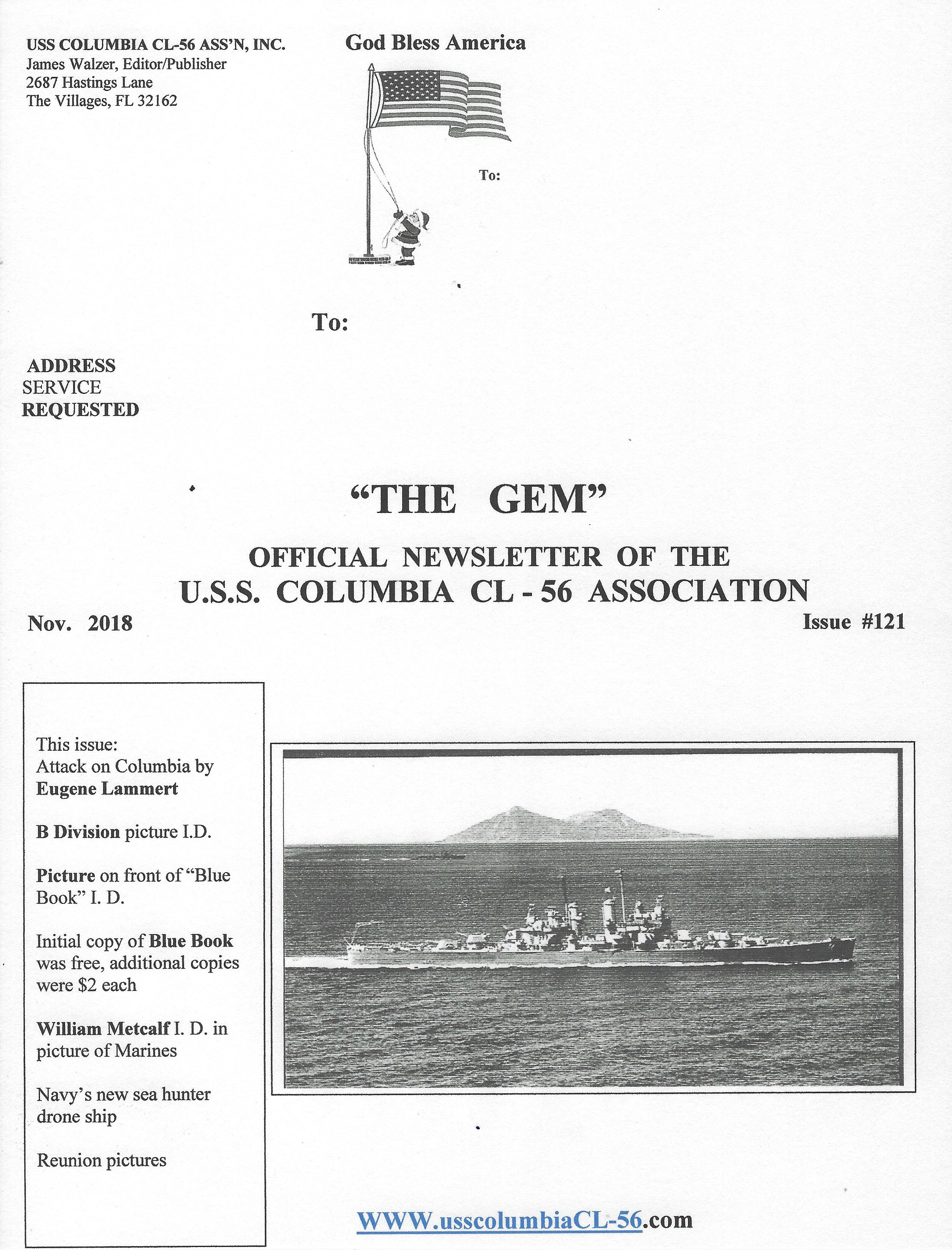 cover of Nov. 2018 newsletter