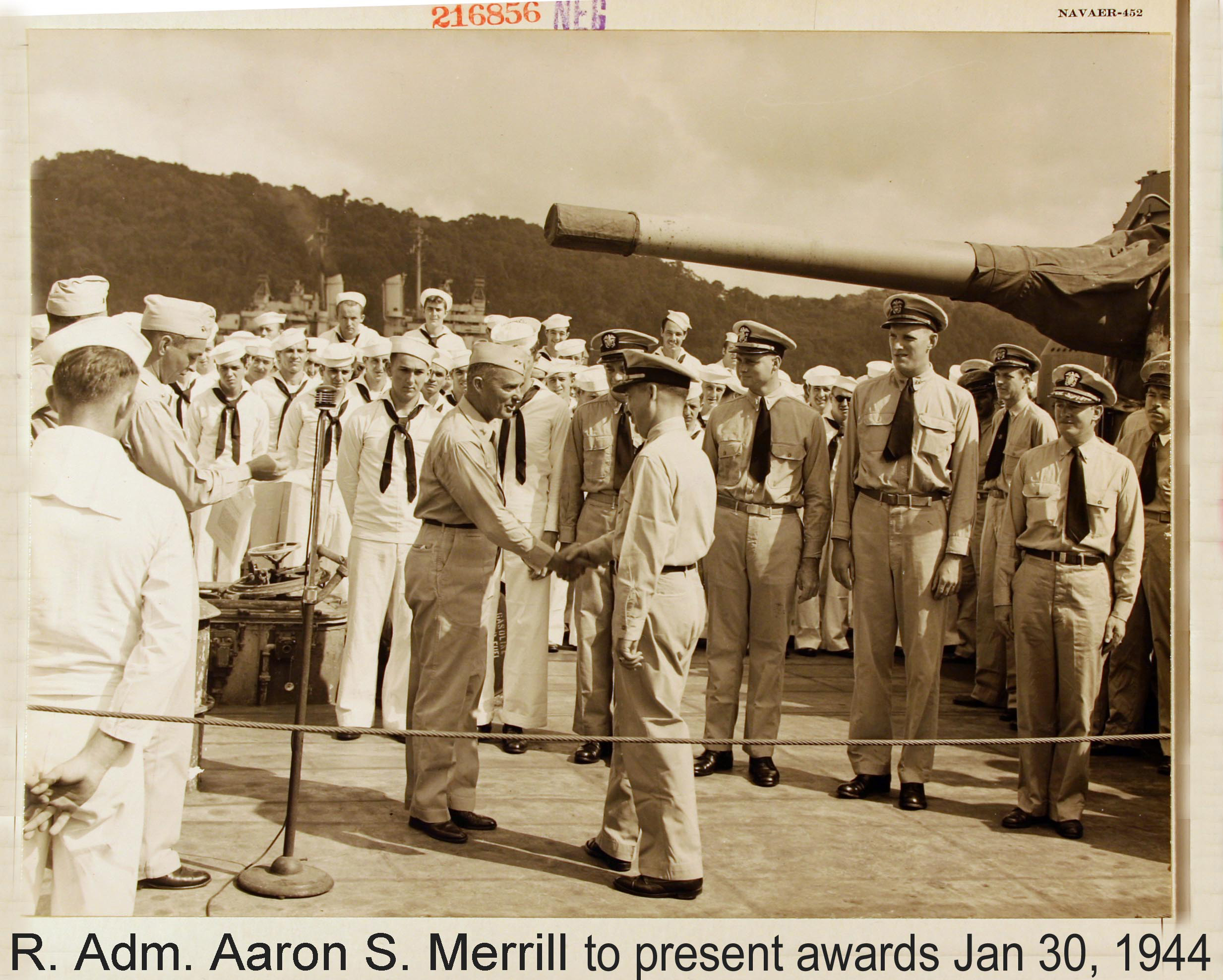 Admiral Merrill presents award