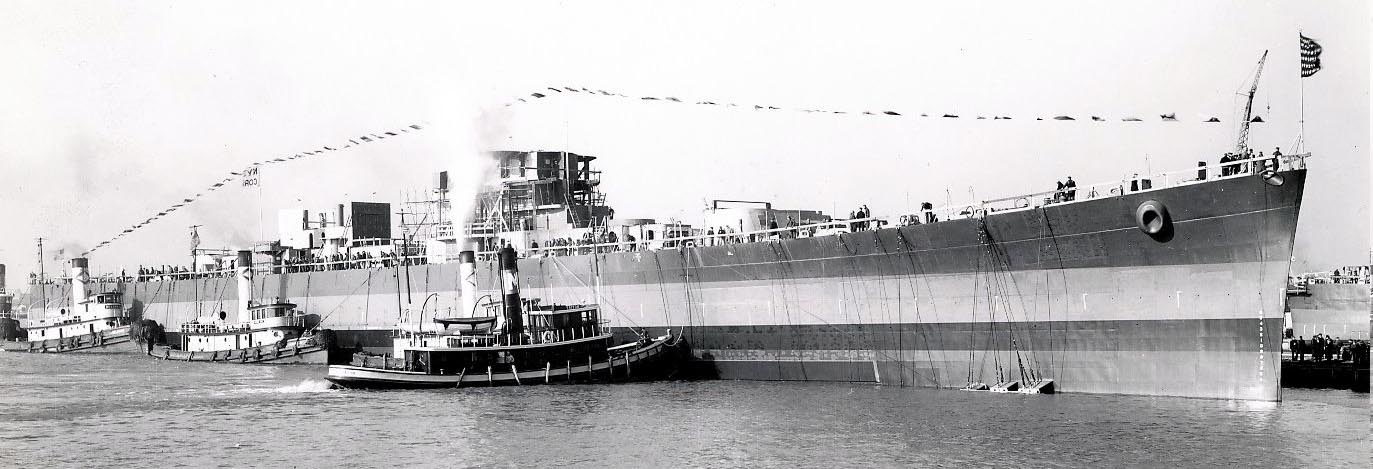 USS Columbia just after launching up close