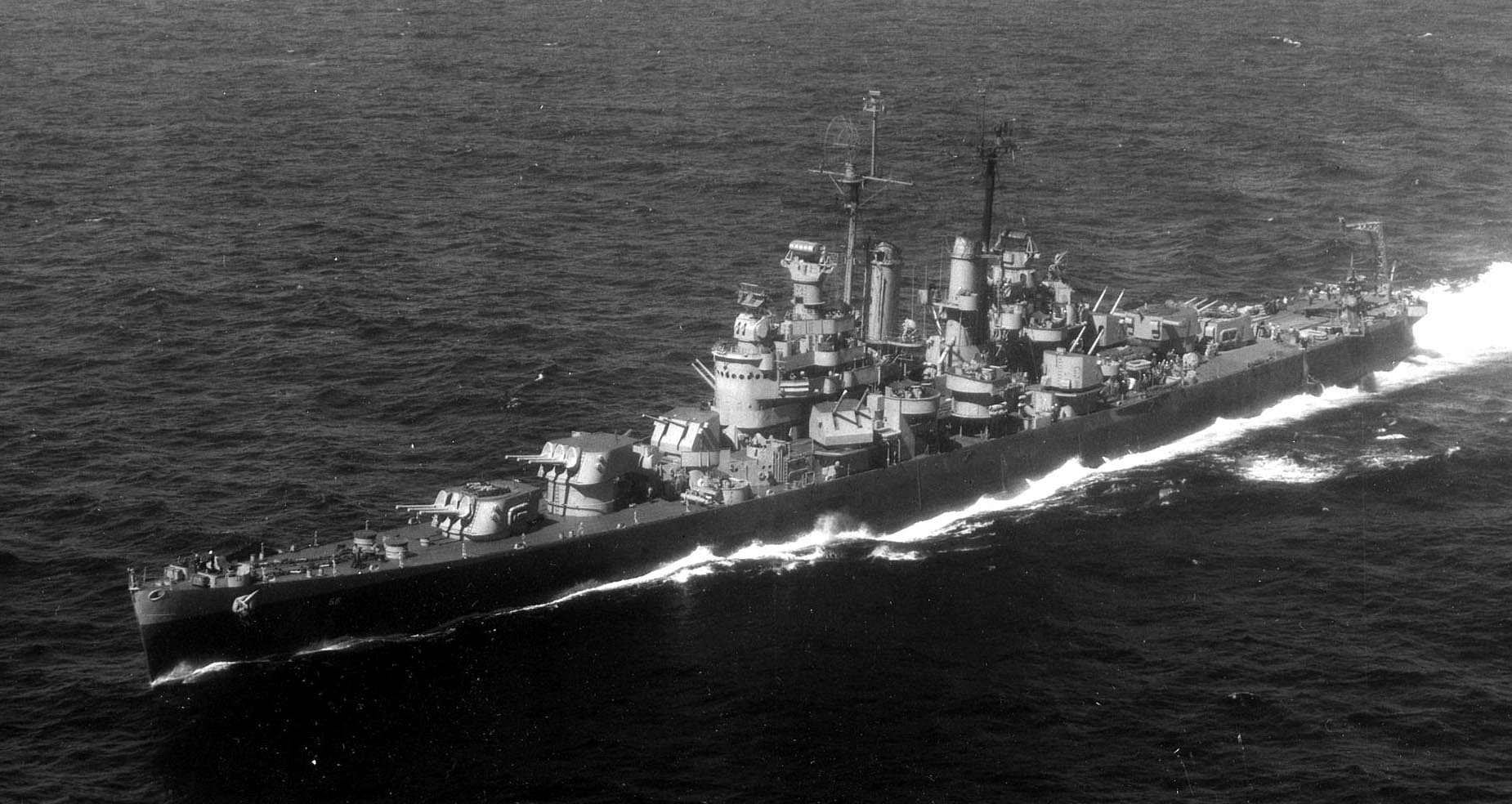 Aerial view of Columbia off San Pedro up close