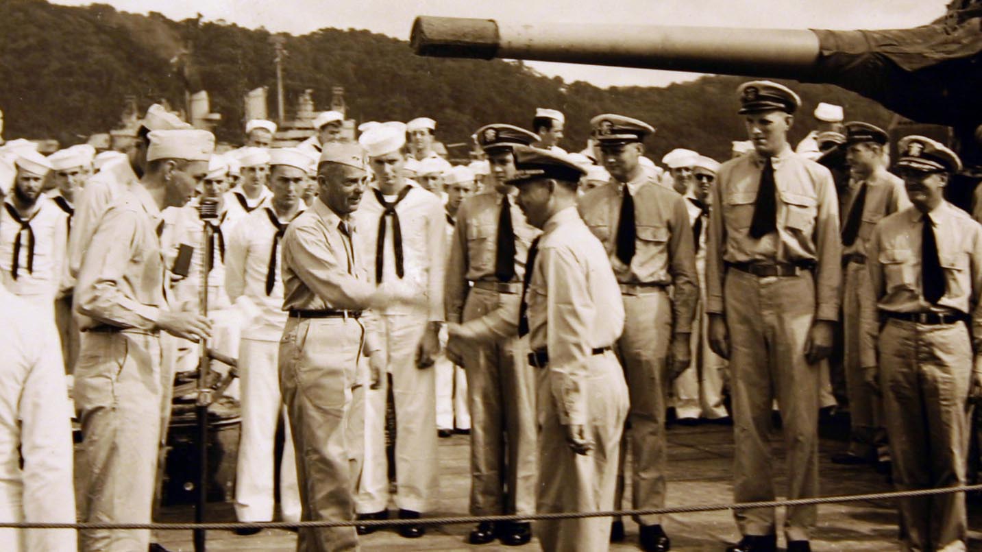 Officers being congratulated up close